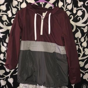 Red and gray windbreaker